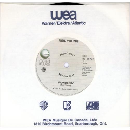 Neil Young Wonderin' 7" vinyl single (7 inch record / 45) Canadian YOU07WO154432