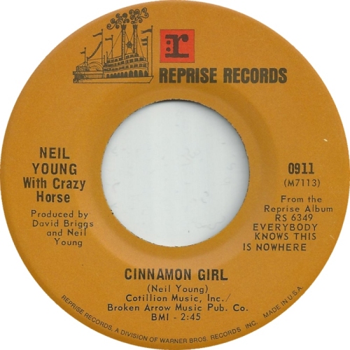 Neil Young Cinnamon Girl US 7" vinyl single (7 inch record / 45) (634680)