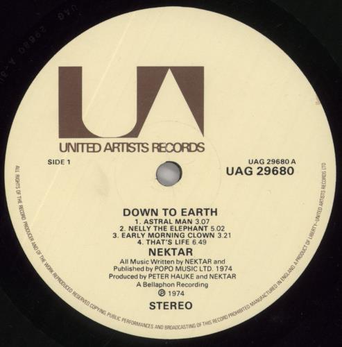 Nektar Down To Earth - VG vinyl LP album (LP record) UK NEKLPDO859299