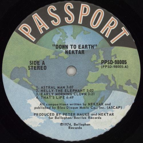 Nektar Down To Earth vinyl LP album (LP record) US NEKLPDO324626