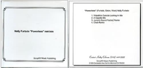 Nelly Furtado Powerless Remixes CD-R acetate US N-FCRPO303635
