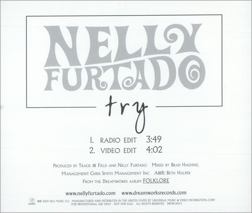 Nelly Furtado Try CD single (CD5 / 5") US N-FC5TR276461