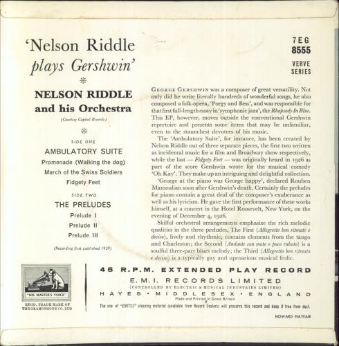 Nelson Riddle Nelson Riddle Plays Gershwin 7" vinyl single (7 inch record / 45) UK NLR07NE832702
