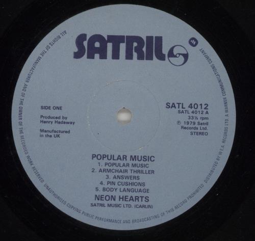 Neon Hearts Popular Music vinyl LP album (LP record) UK NEHLPPO784900
