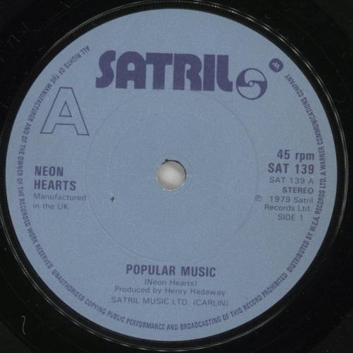 Neon Hearts Popular Music 7" vinyl single (7 inch record / 45) UK NEH07PO784936