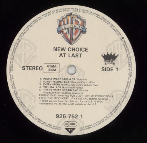 New Choice At Last vinyl LP album (LP record) German 829LPAT856383