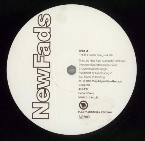 New Fast Automatic Daffodils These Foolish Things 10" vinyl single (10 inch record) UK NFA10TH868761