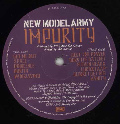 New Model Army Impurity vinyl LP album (LP record) UK NMALPIM713658