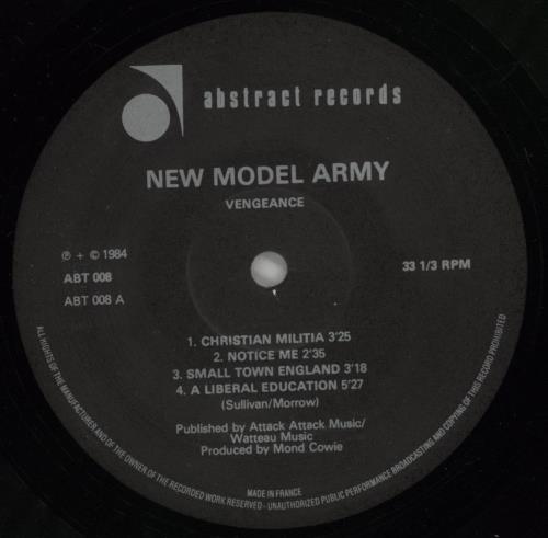 New Model Army Vengeance vinyl LP album (LP record) French NMALPVE599982