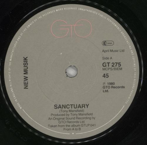 New Musik Sanctuary 7" vinyl single (7 inch record / 45) UK NMU07SA66932