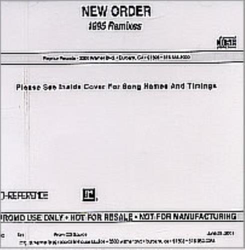 New Order 1995 Remixes CD-R acetate US NEWCRRE249732