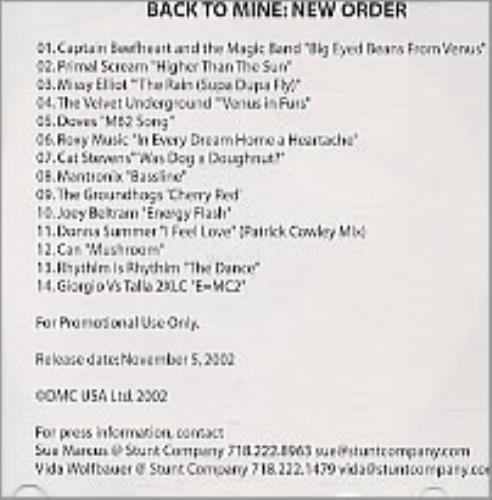 New Order Back To Mine CD-R acetate US NEWCRBA230957