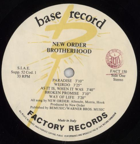 New Order Brotherhood - EX vinyl LP album (LP record) Italian NEWLPBR825363