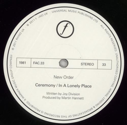 New Order Ceremony / In A Lonely Place - VG 12" vinyl single (12 inch record / Maxi-single) UK NEW12CE865074