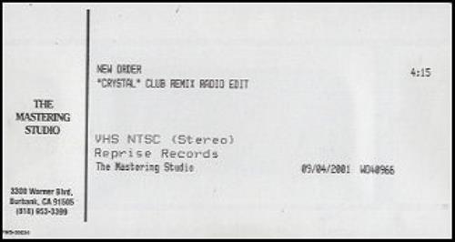 New Order Crystal Club Remix Radio Edit video (VHS or PAL or NTSC) US NEWVICR270071