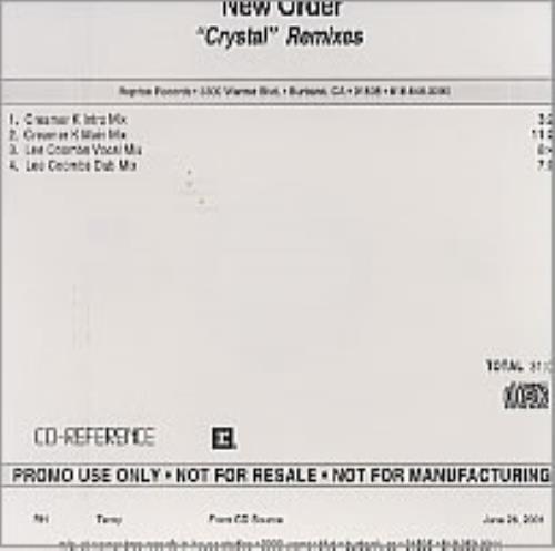 New Order Crystal CD-R acetate US NEWCRCR224305
