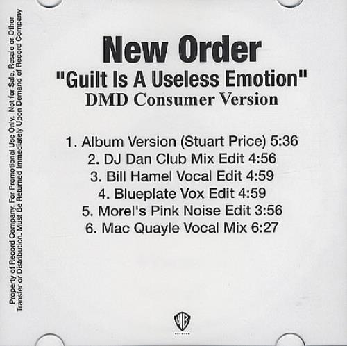 New Order Guilt Is A Useless Emotion - US Remix Edits CD-R acetate US NEWCRGU366258