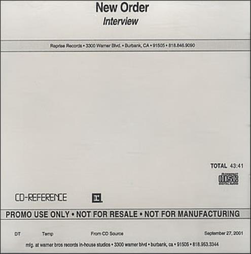 New Order Interview CD-R acetate US NEWCRIN379758
