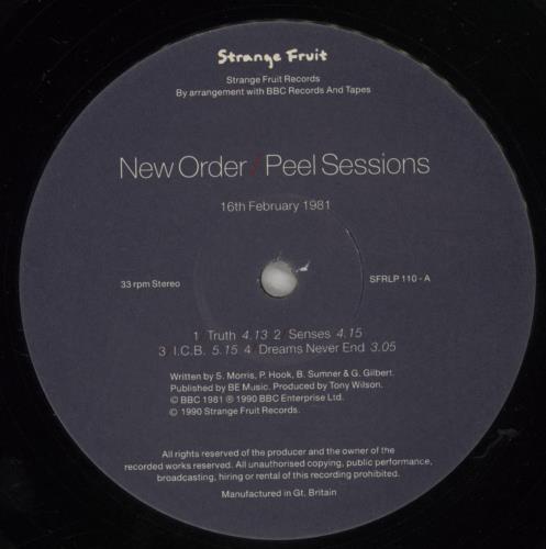 New Order Peel Sessions - VG vinyl LP album (LP record) UK NEWLPPE879394