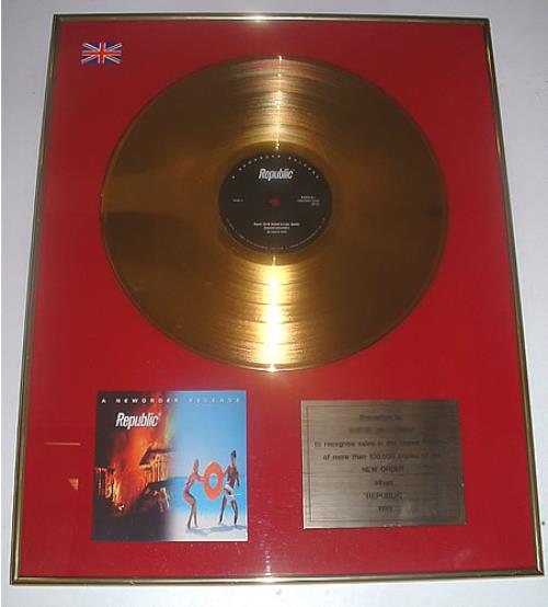 New Order Republic in-house award disc UK NEWAIRE130152