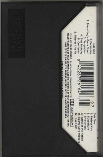New Order Substance cassette album Canadian NEWCLSU875133