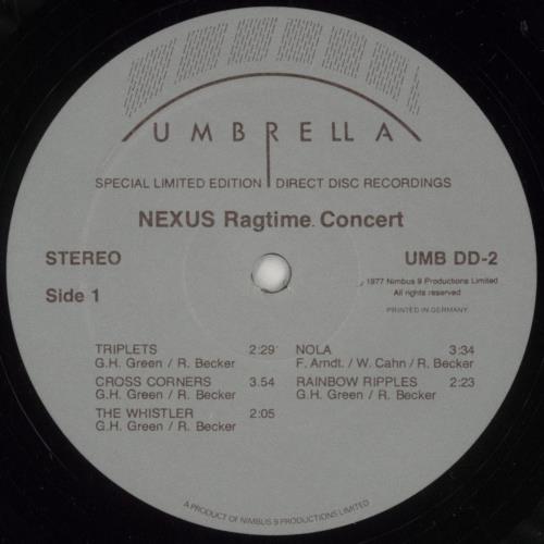 Nexus Ragtime Concert vinyl LP album (LP record) Canadian -83LPRA890494