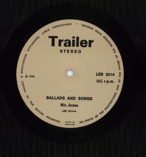 Nic Jones Ballads And Songs - Beige Label vinyl LP album (LP record) UK NJSLPBA796281