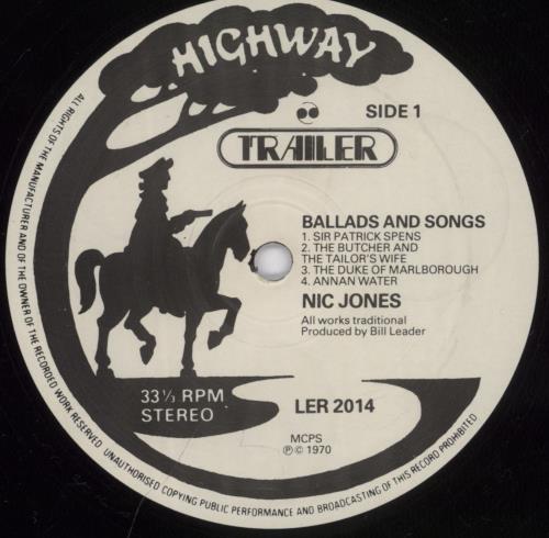 Nic Jones Ballads And Songs vinyl LP album (LP record) UK NJSLPBA892251