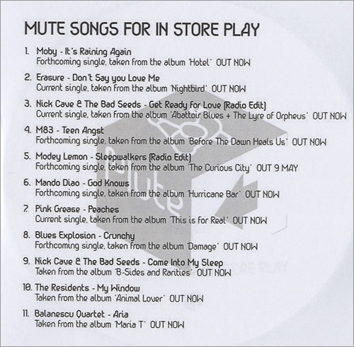 Nick Cave Get Ready For Love & Come Into My Sleep CD-R acetate UK NCVCRGE438396