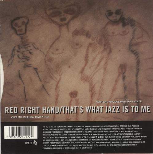 Nick Cave Red Right Hand - Red Vinyl 7" vinyl single (7 inch record / 45) UK NCV07RE883416