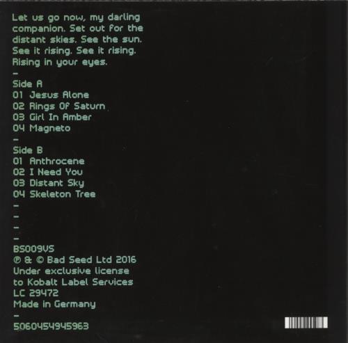 Nick Cave Skeleton Tree vinyl LP album (LP record) UK NCVLPSK861117