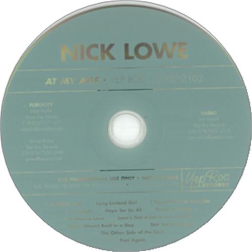 Nick Lowe At My Age CD album (CDLP) US LOWCDAT424236