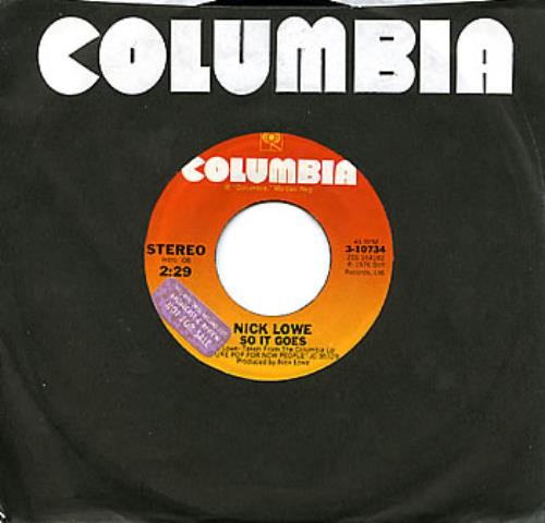 Nick Lowe So It Goes 7" vinyl single (7 inch record / 45) US LOW07SO302190