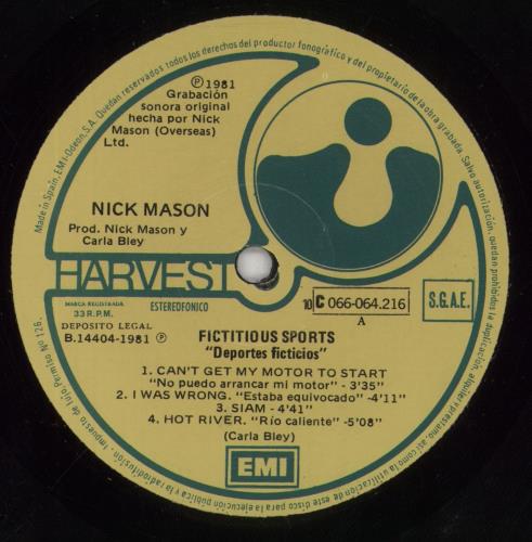 Nick Mason Nick Mason's Fictitious Sports vinyl LP album (LP record) Spanish NKMLPNI855631
