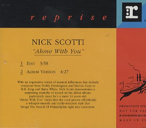Nick Scotti Alone With You CD single (CD5 / 5") US NSCC5AL307277