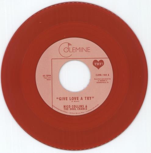 Nico Collins Give Love A Try - Red Vinyl 7" vinyl single (7 inch record / 45) US 94C07GI883248