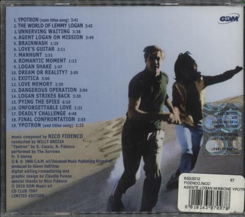 Nico Fidenco Agente Logan Missione Ypotron (Original Motion Picture Soundtrack - Special Edition) CD album (CDLP) Italian NF1CDAG867595