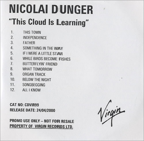 Nicolai Dunger This Cloud Is Learning CD-R acetate UK NLACRTH490752