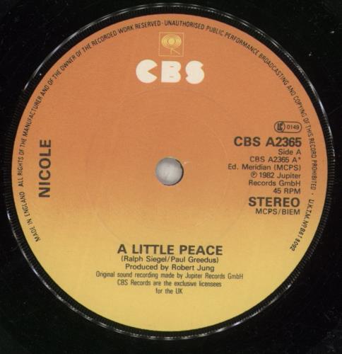 Nicole (DE) A Little Peace - Title Sleeve 7" vinyl single (7 inch record / 45) UK O4707AL634592