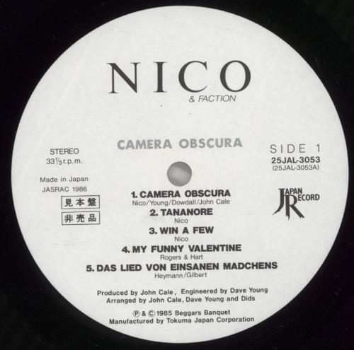 Nico Camera Obscura vinyl LP album (LP record) Japanese N-CLPCA200620