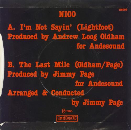 Nico I'm Not Sayin' - P/S 7" vinyl single (7 inch record / 45) UK N-C07IM128895
