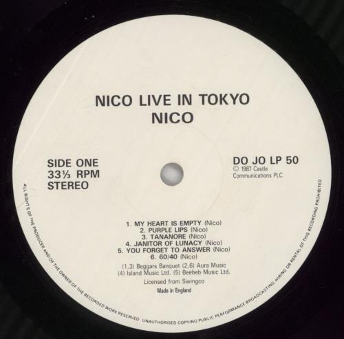 Nico Nico In Tokyo vinyl LP album (LP record) UK N-CLPNI863074