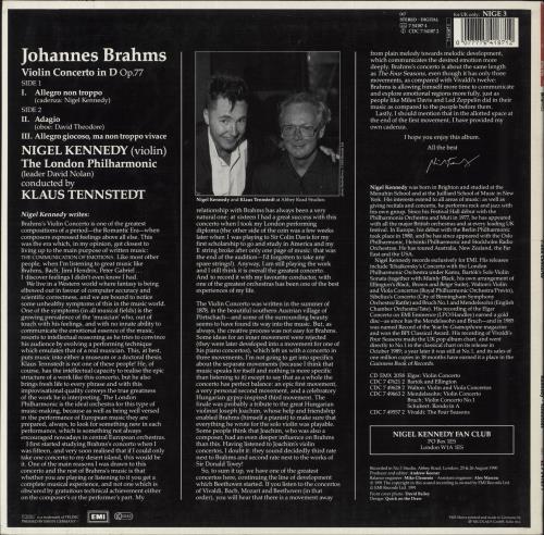 Nigel Kennedy Violin Concerto vinyl LP album (LP record) German NGKLPVI810095