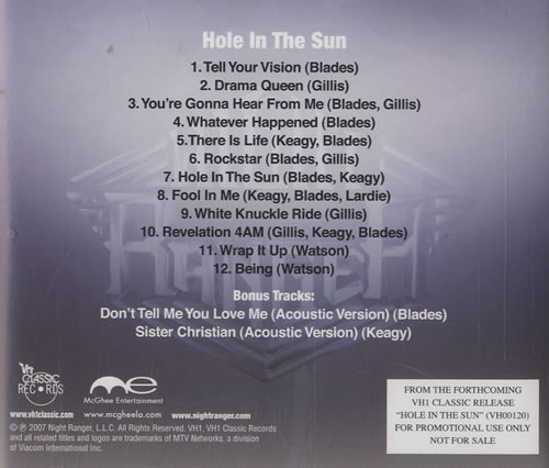 Night Ranger Hole In The Sun CD album (CDLP) US NRACDHO489533