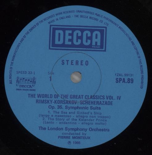 Nikolai Rimsky-Korsakov Rimsky-Korsakov: Scheherazade vinyl LP album (LP record) UK RN7LPRI879473