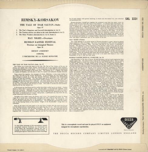 Nikolai Rimsky-Korsakov Rimsky-Korsakov: The Tale Of Tsar Saltan / May Night / Russian Easter Festival vinyl LP album (LP record) UK RN7LPRI877804