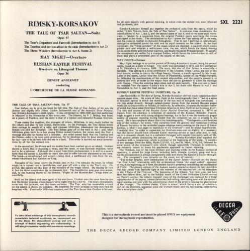 Nikolai Rimsky-Korsakov The Tale Of Tsar Saltan / May Night / Russian Easter Festival - 180gm vinyl LP album (LP record) German RN7LPTH851631