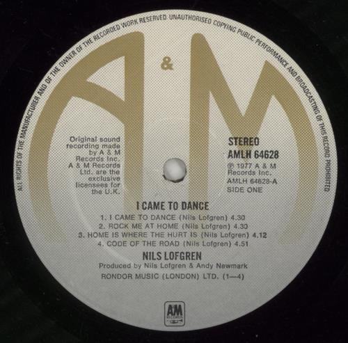 Nils Lofgren I Came To Dance vinyl LP album (LP record) UK NLSLPIC186406