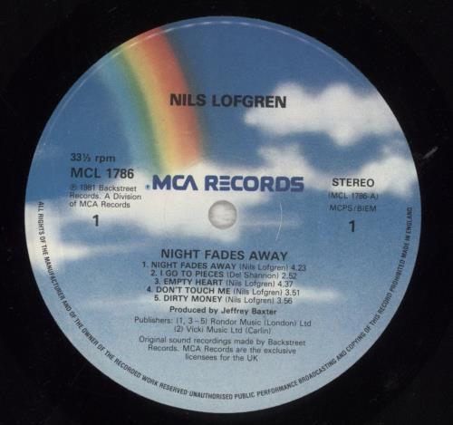 Nils Lofgren Night Fades Away vinyl LP album (LP record) UK NLSLPNI856366