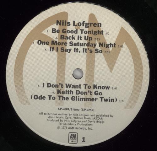 Nils Lofgren Nils Lofgren vinyl LP album (LP record) US NLSLPNI599132